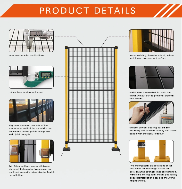 Yellow Coloer Industrial Warehouse Protection Guarding Safety Fence Panel Suppliers